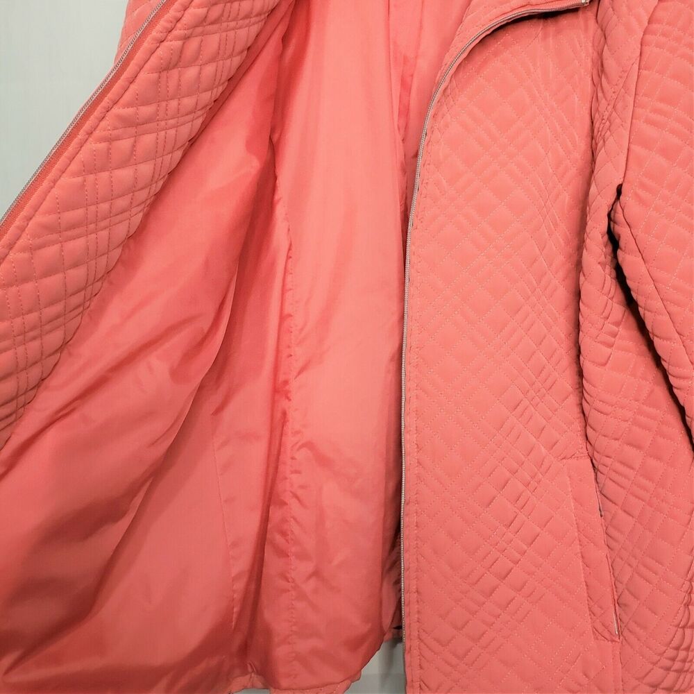 Gallery Coral Quilted Lined Lightweight Zip Blazer Jacket L - Picture 9 of 11